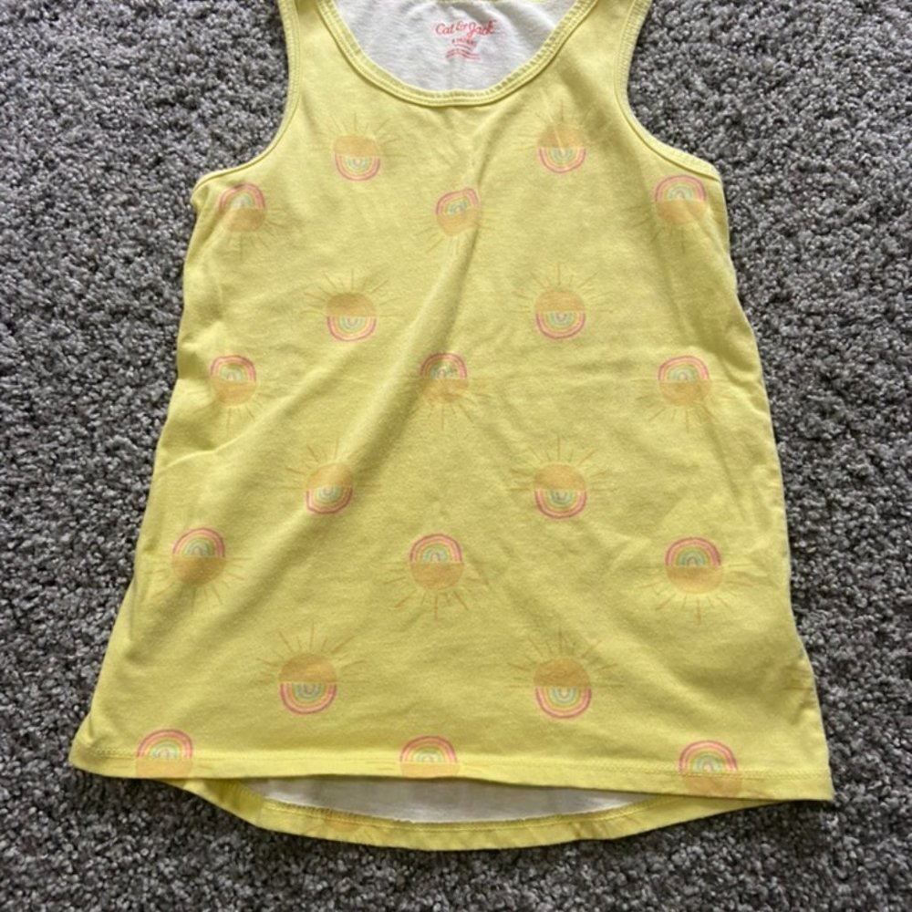 cat + jack girl's yellow tank top w/butterfly